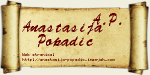 Anastasija Popadić vizit kartica